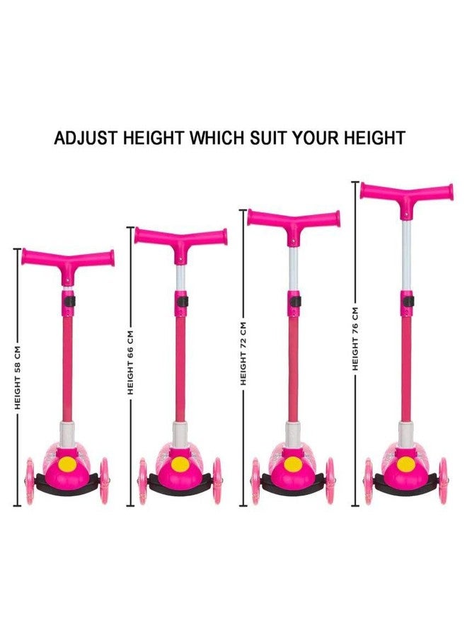 Plutofit Height Adjustable Foldable Super Scooter for Kids with LED Wheels, Pink - Image 5